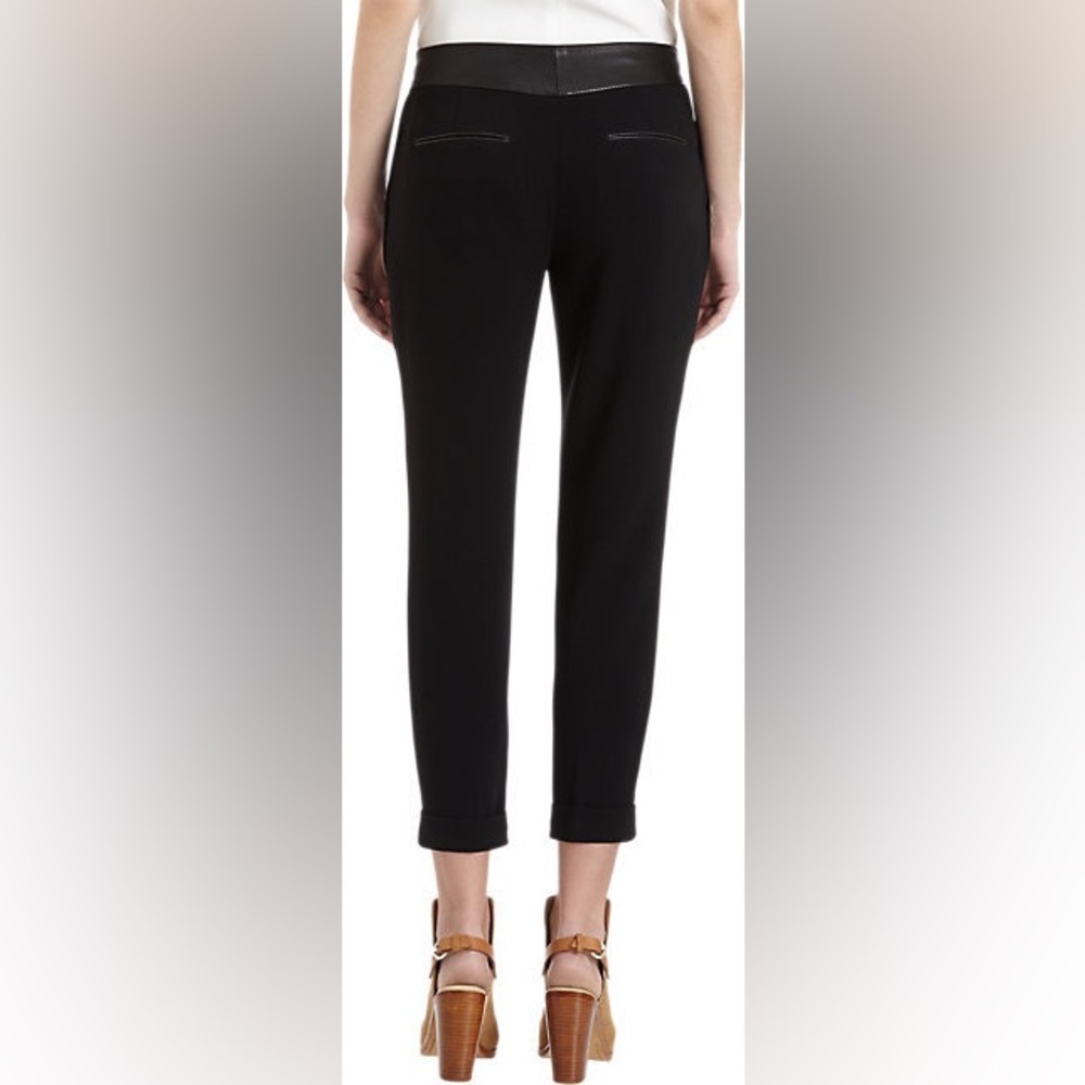 Rag & Bone Black Mo Pants Leather Waistband cuffed crop pants - Picture 2 of 8
